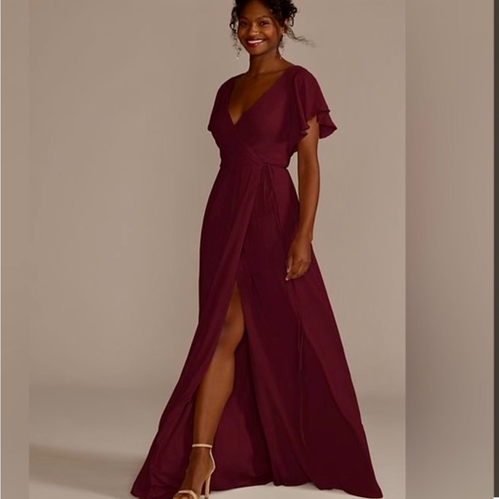David’s Bridal formal wrap maxi dress 10